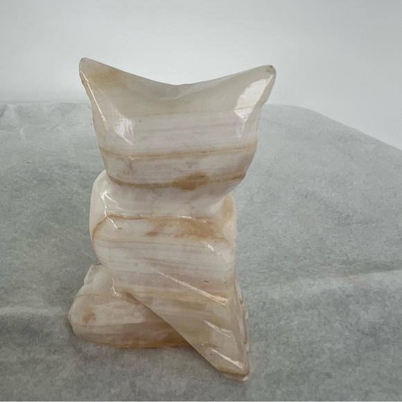 Vintage owl onyx, paperweight collectible figurine decoration Carved Marble Owl - Picture 6 of 16